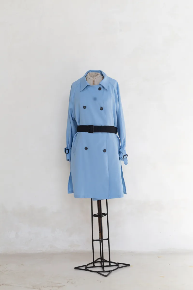 Blue trench coat