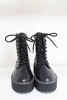 Black Leather Lace up Boots