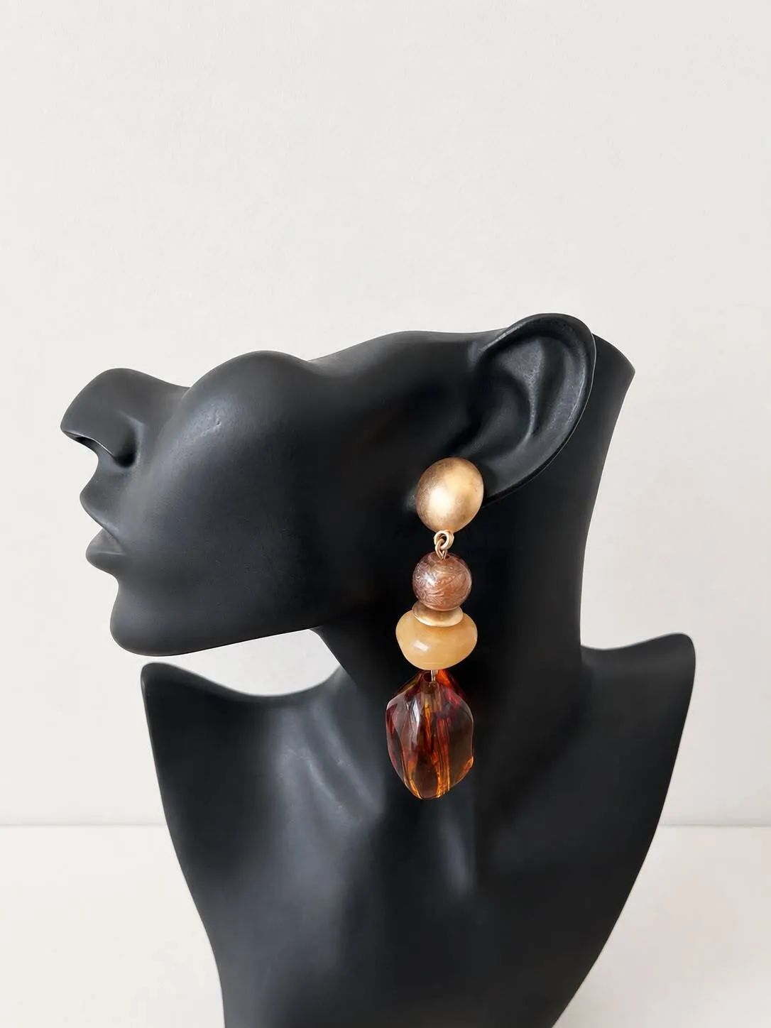 Amber Beaded Drop Earrings