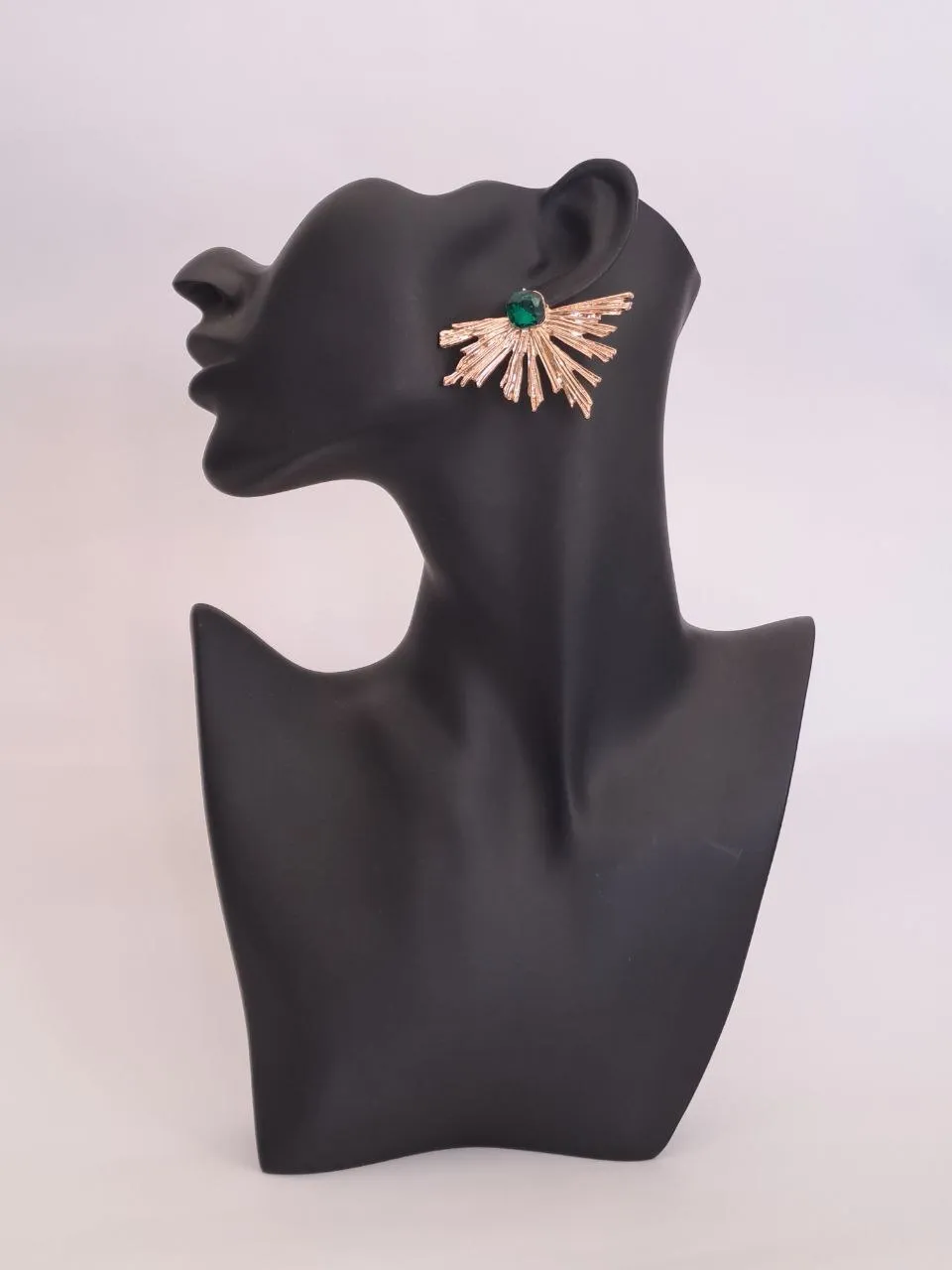 Vintage Style Gold Earrings with Green Gemstone