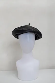 Black Leather Beret 