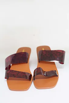 Tortoise Shell Sandals with Ball Shaped Heel