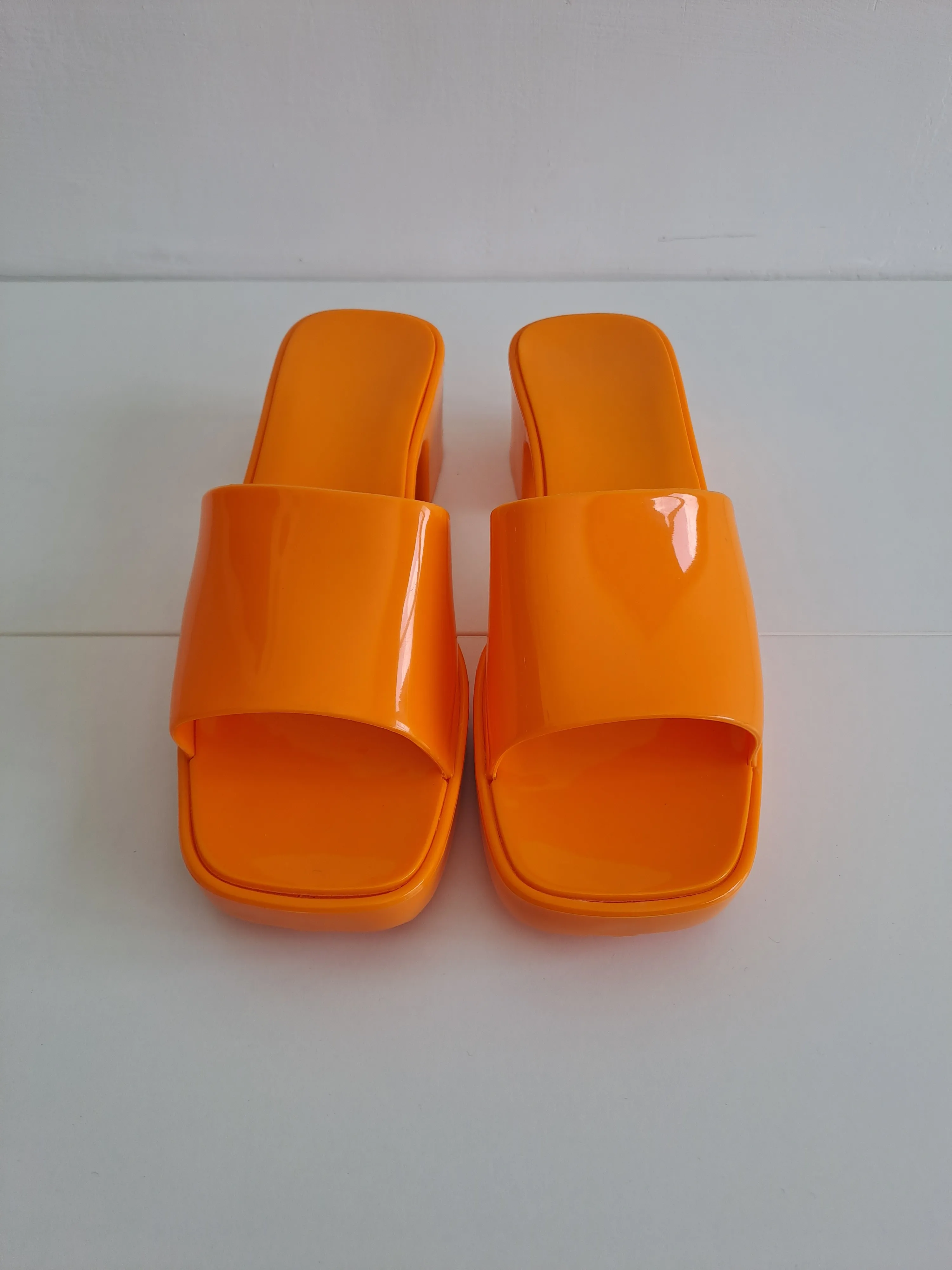 Orange Jelly Platform Sandals