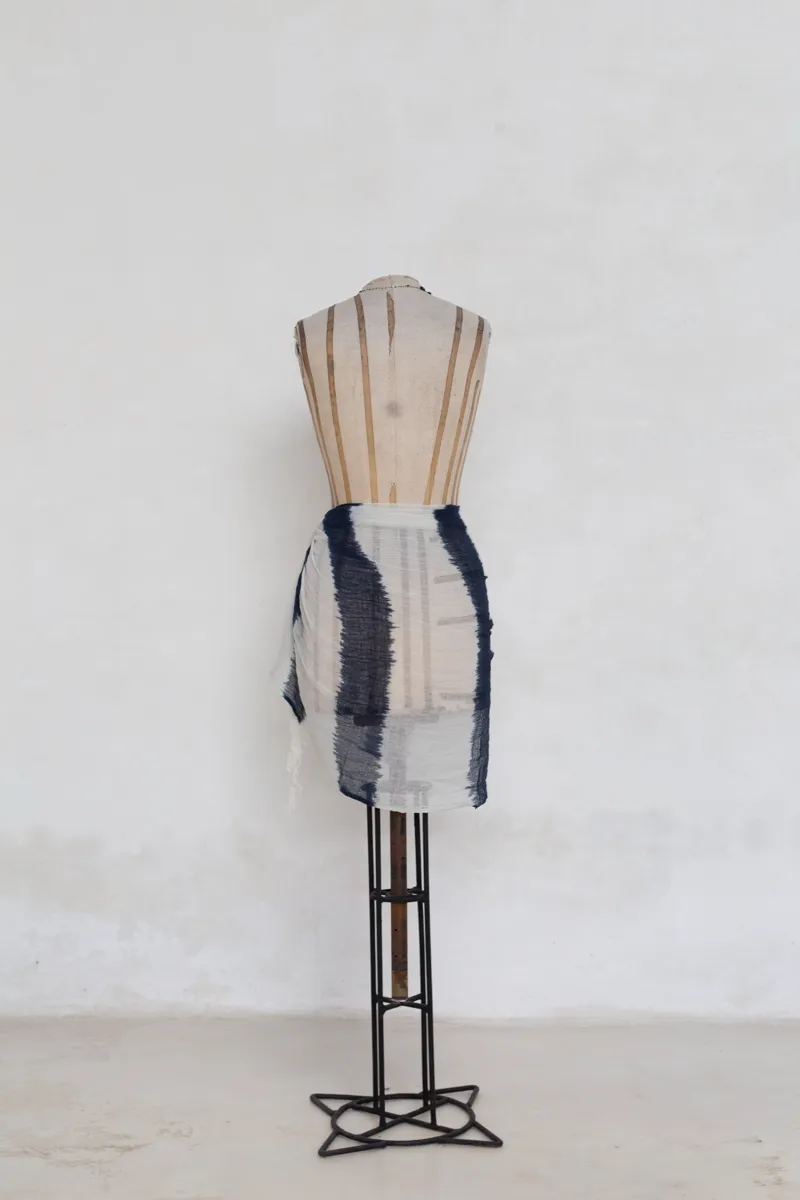  White & Blue Striped Sarong Scarf