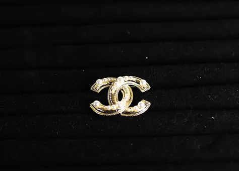 Chanel Logo Brooch with Pearls