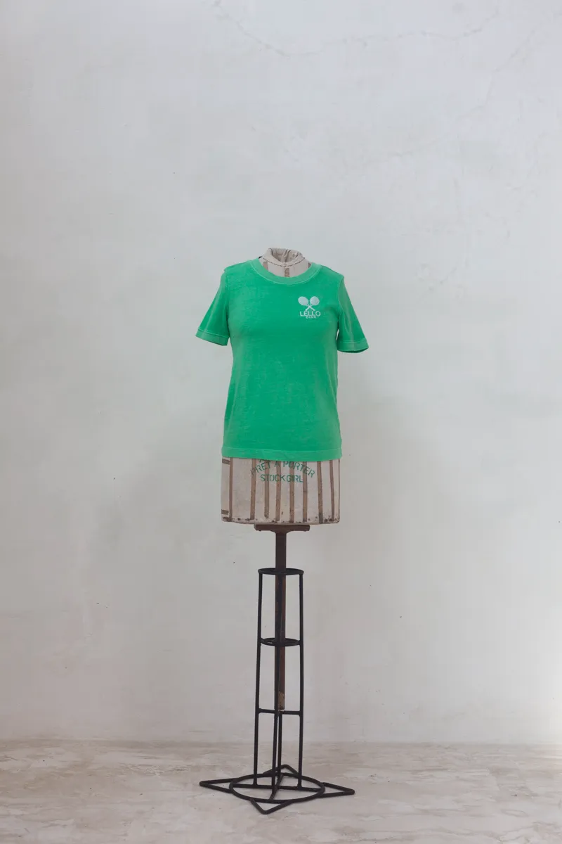 Green Fitted T-shirt with "Lello Club" Logo