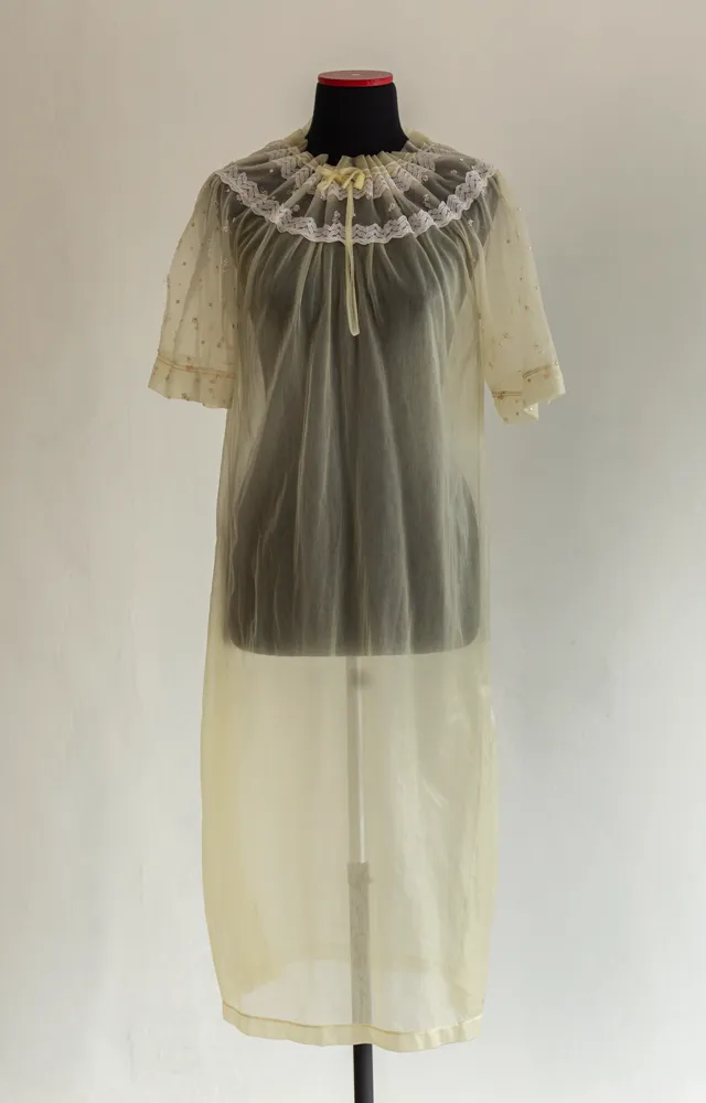 Pale Yellow Sheer Vintage Night Gown