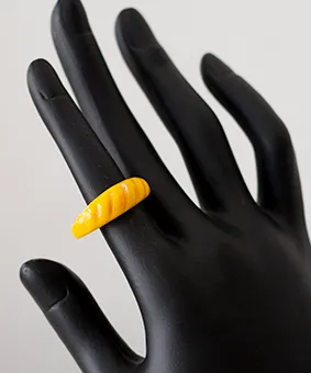 Yellow Dented Pattern Ring