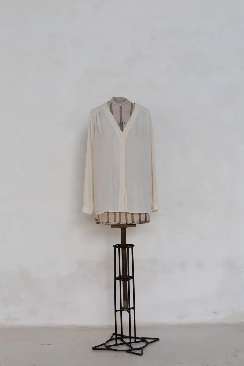 V-Neck Cream Blouse