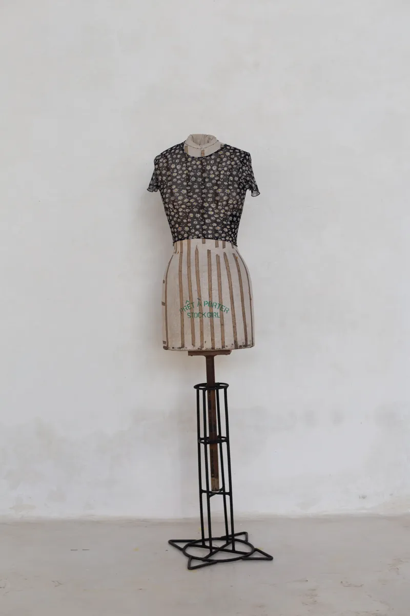 Sheer Black Top with Daisy Pattern