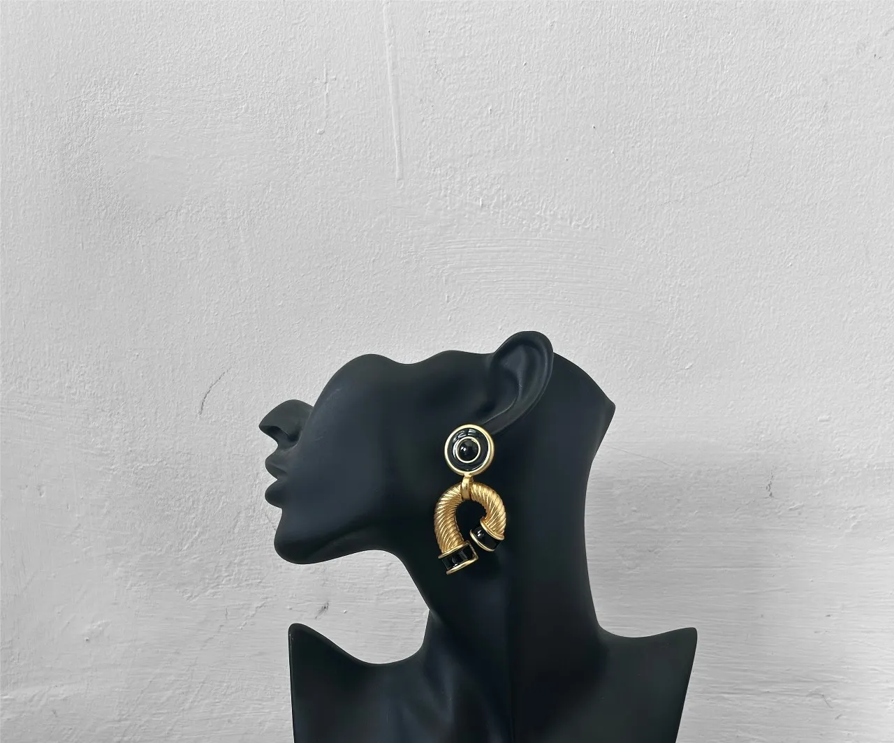 Retro Twist Gold and Black Earrings