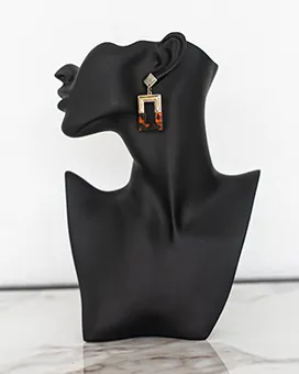 Retro Style Red, Black and Gold Earrings