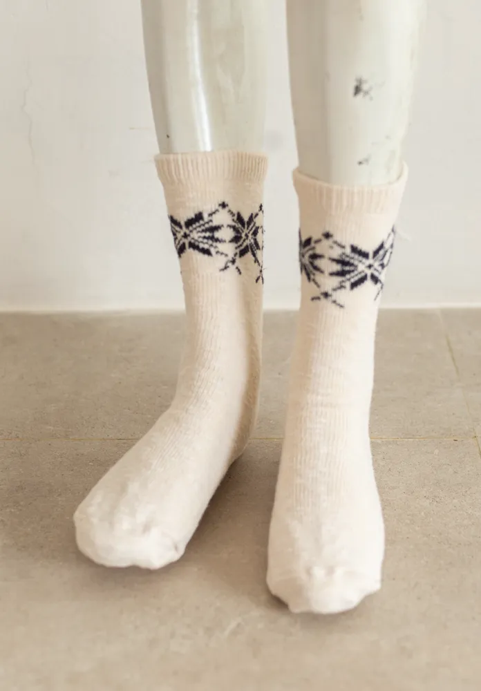 Cream Socks with Black Setesdal ( Norwegian) Designs