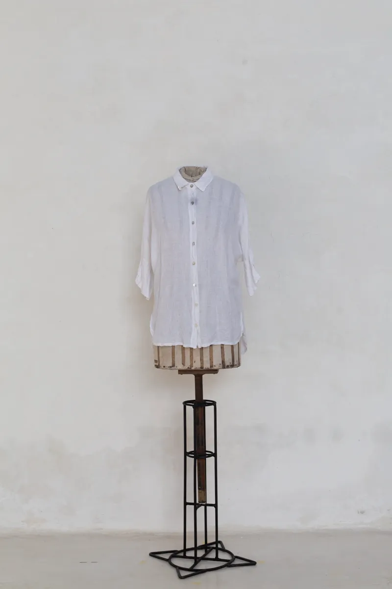 White Linen  3/4 Sleeved Shirt