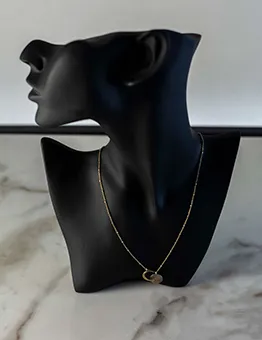 Gold Chain with Crescent and Full Moon Pendants