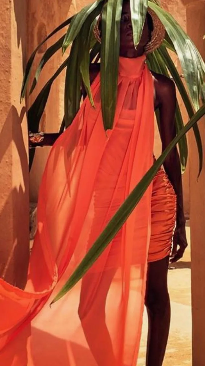 Orange Sheer Cape