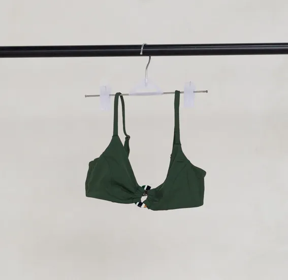 Green Bikini with B/W Striped Ring ( Set)