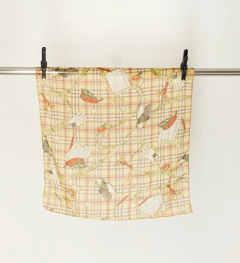 Chequered Scarf with Printed Pattern