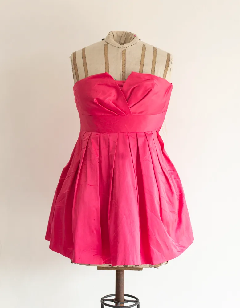 Fuschia Pink Strapless Vintage Top