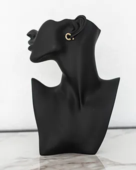 Piped Half Hoop Gold Earrings