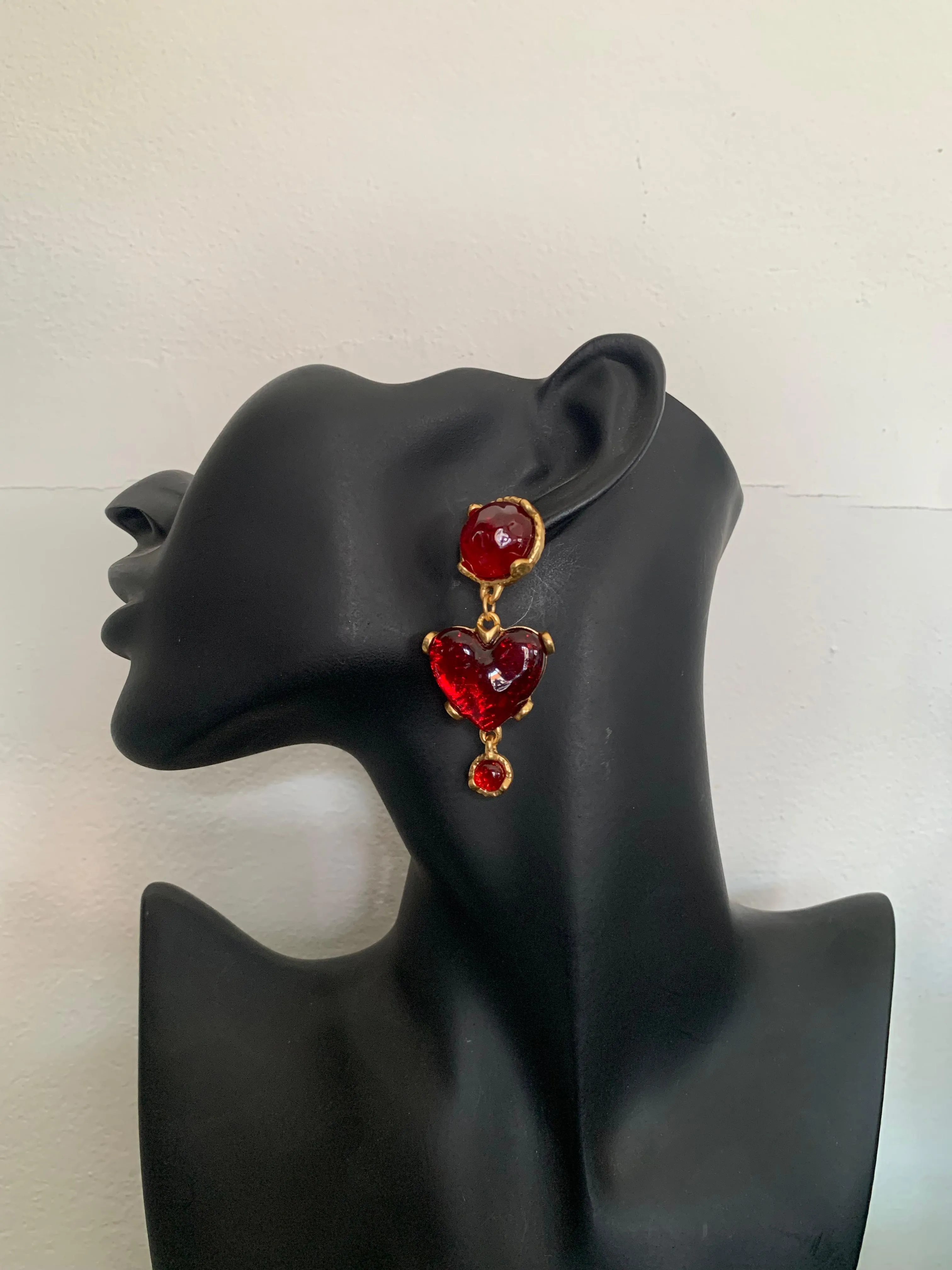 Red Ruby Heart Earrings