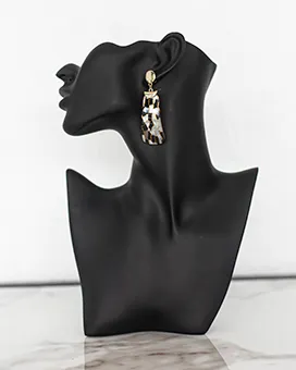 Retro Style Earrings with Black and White Design