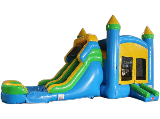 28ft Blue & Yellow Combo Bounce House with Slide