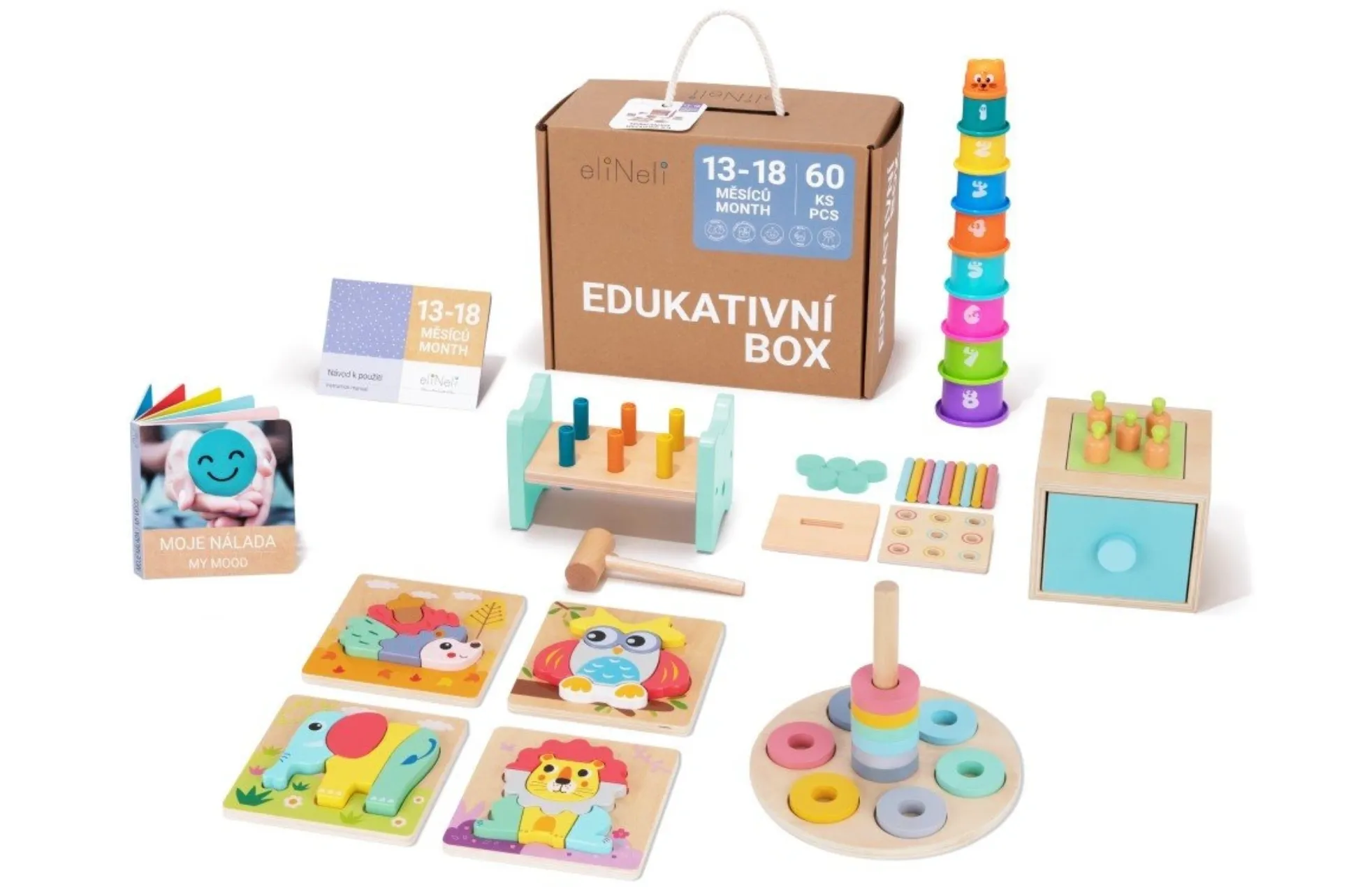 Sada naučných hraček pro děti od 1 roku (13–⁠18 měsíců) - edukativní box