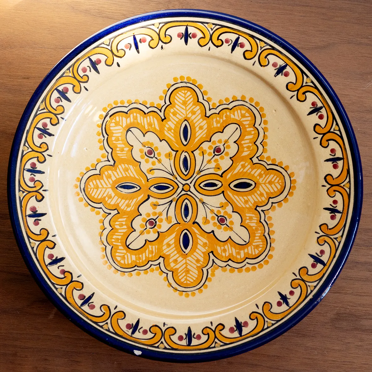Vintage Handcrafted Ceramic Serving Dish: Moroccan Display Plate
