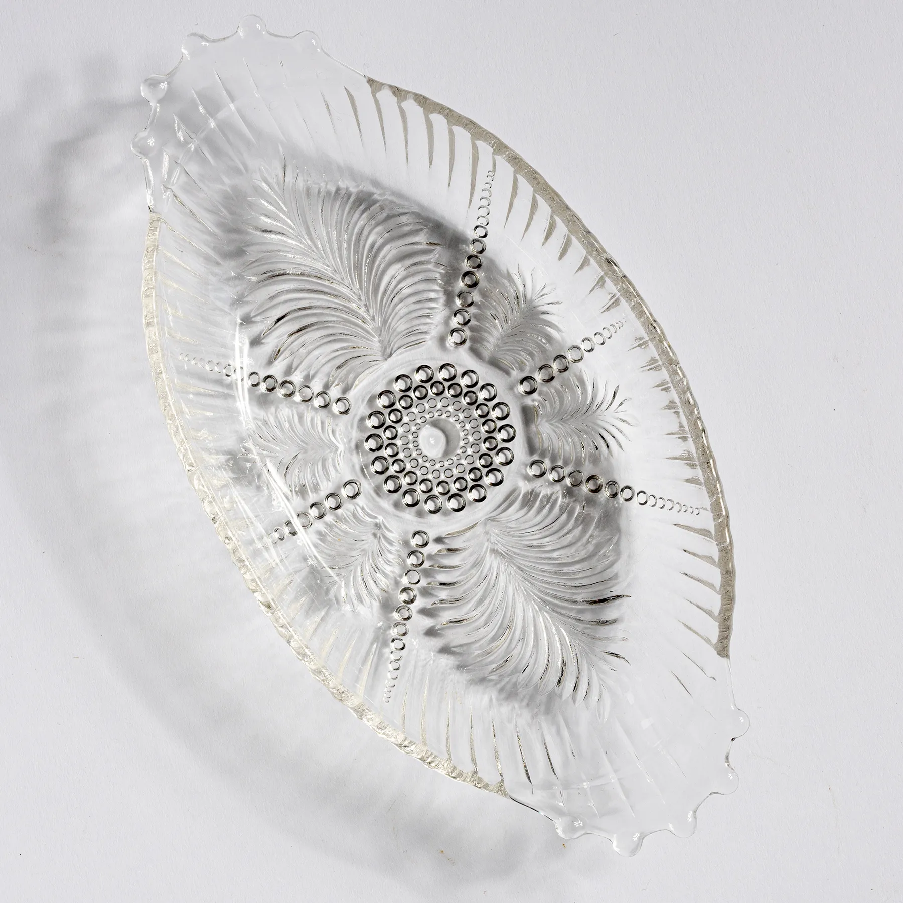 Vintage Oval Clear Pressed Glass Relish Candy, Nut Dish - 8.25" x 4.25"