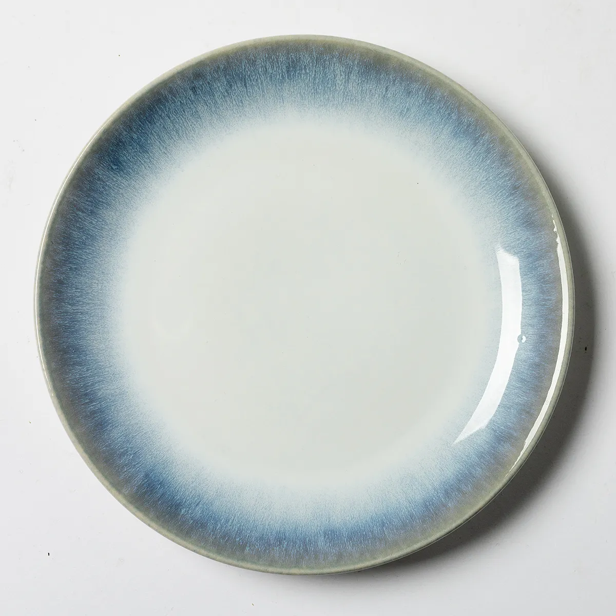 Over and Back Stoneware Plate Roxy Blue Ombre Edge Pattern 