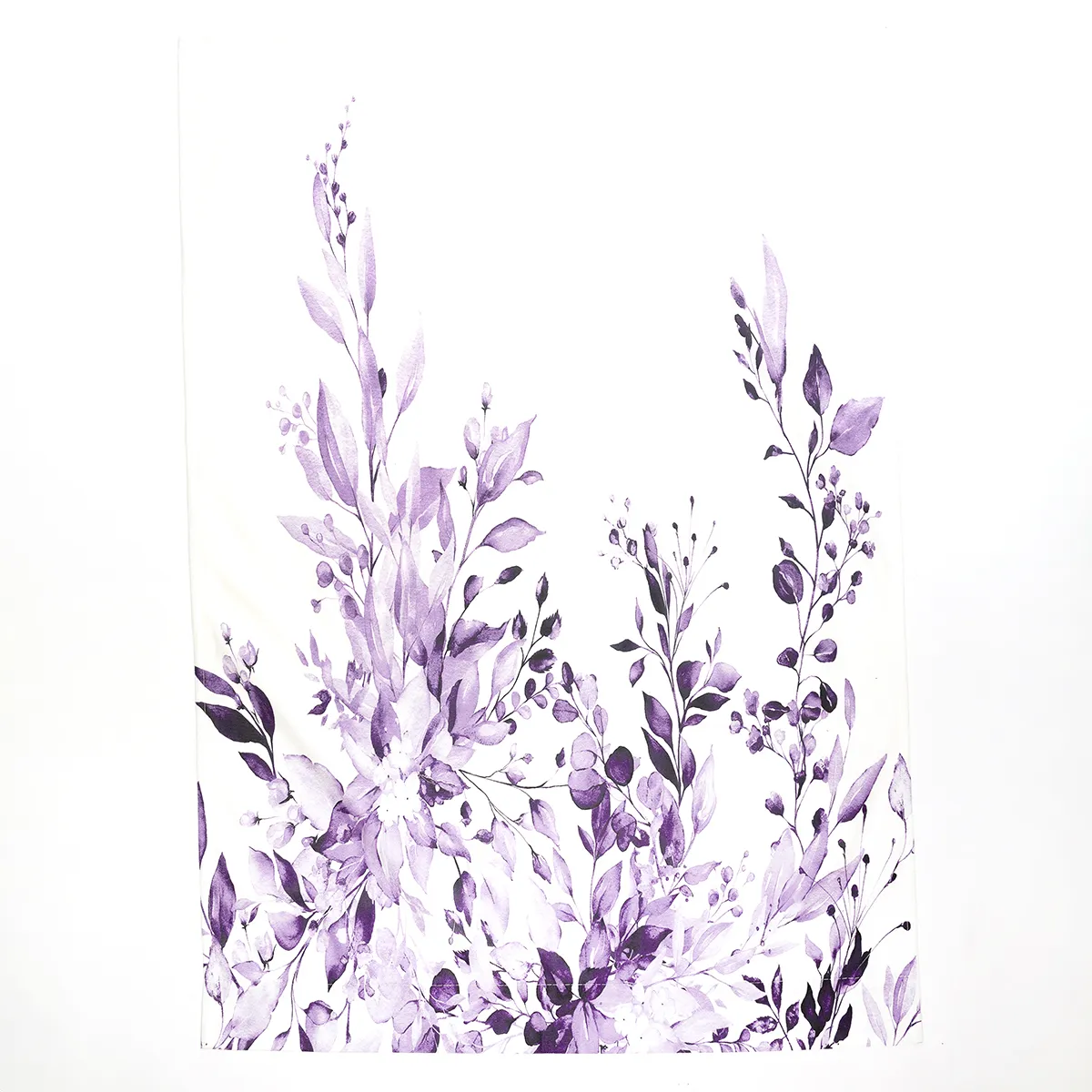 Curtain Fabric surface, Back Drop table cloth, purple flowers on white background - 27.5" x 40"