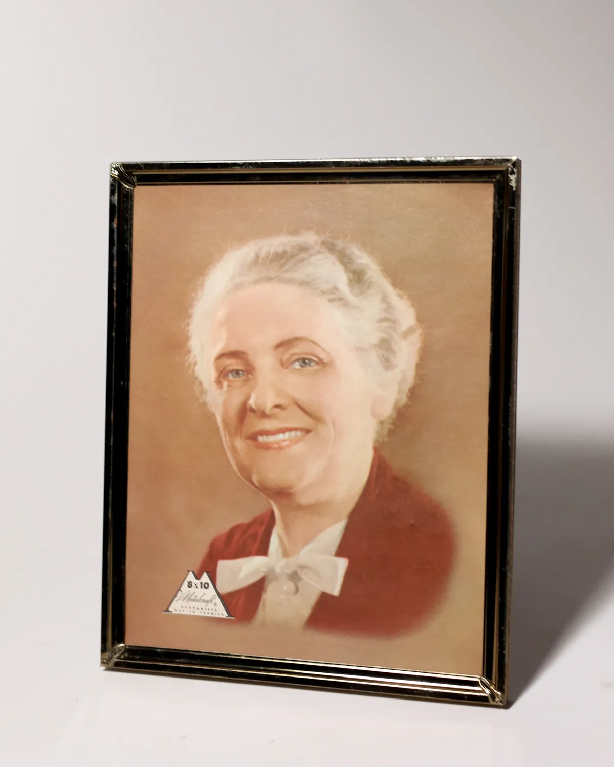 Mid-Century Brass Framed Elderly Woman Studio Portrait