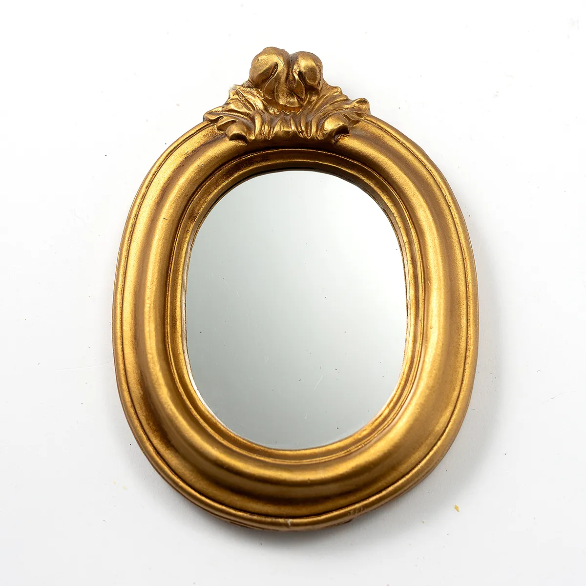 Vintage Italian Borghese knock off Ornate small oval wall mirror 