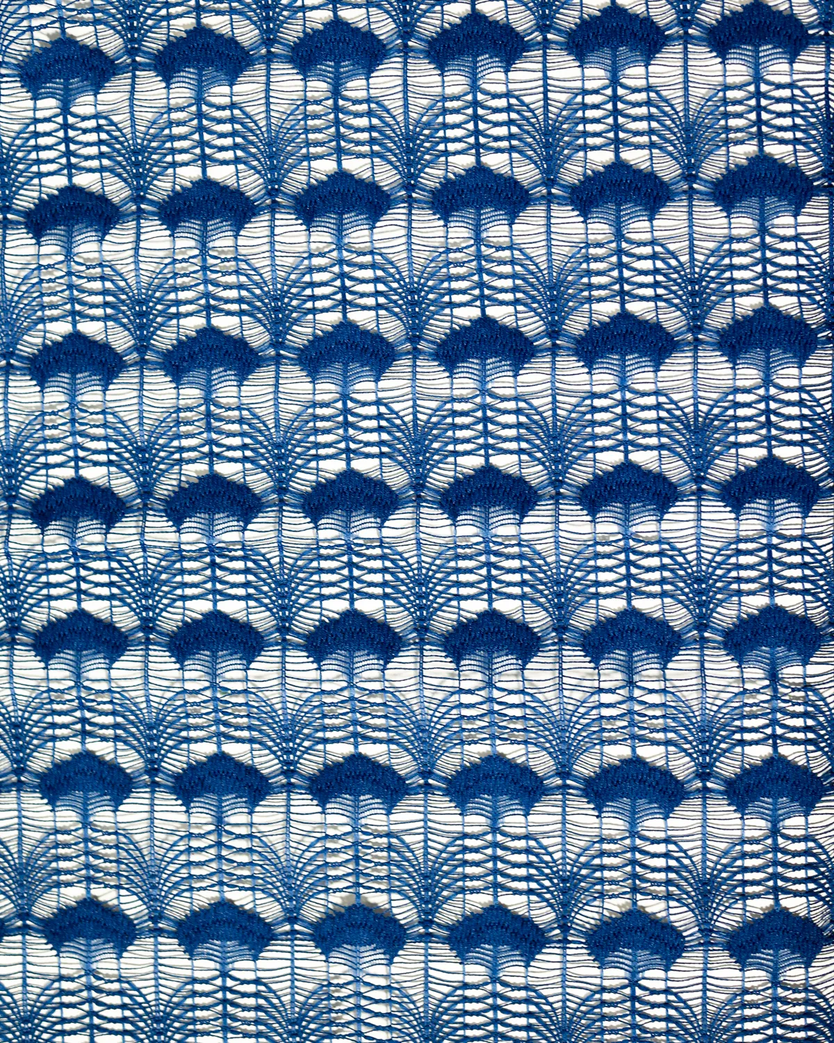 Cobalt Blue Art Deco Lace Fan Fabric Textile, Tablecloth, Shower Curtain, table cloth