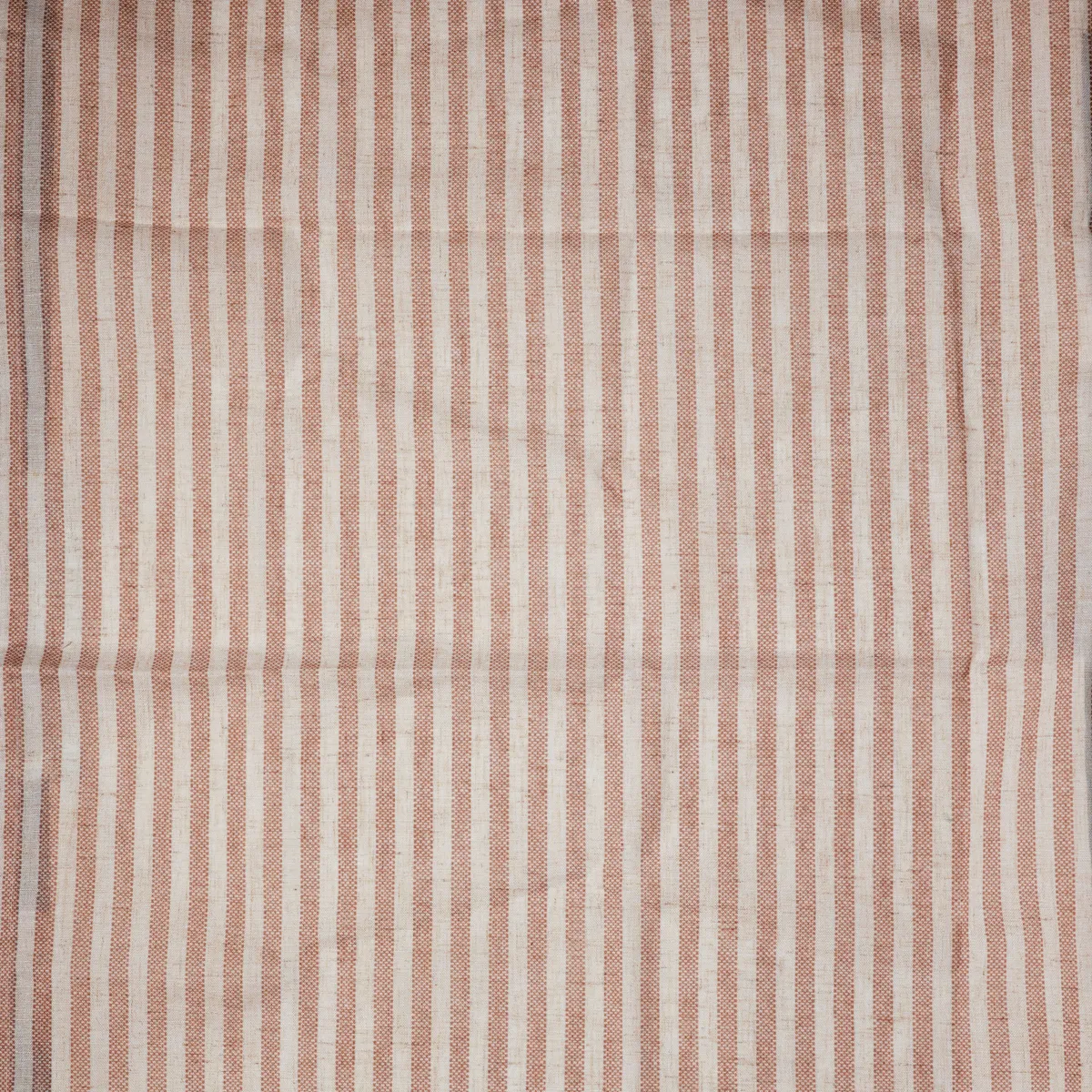 Rustic Terracotta Striped Vintage Farmhouse Textile Fabric Curtain Panel