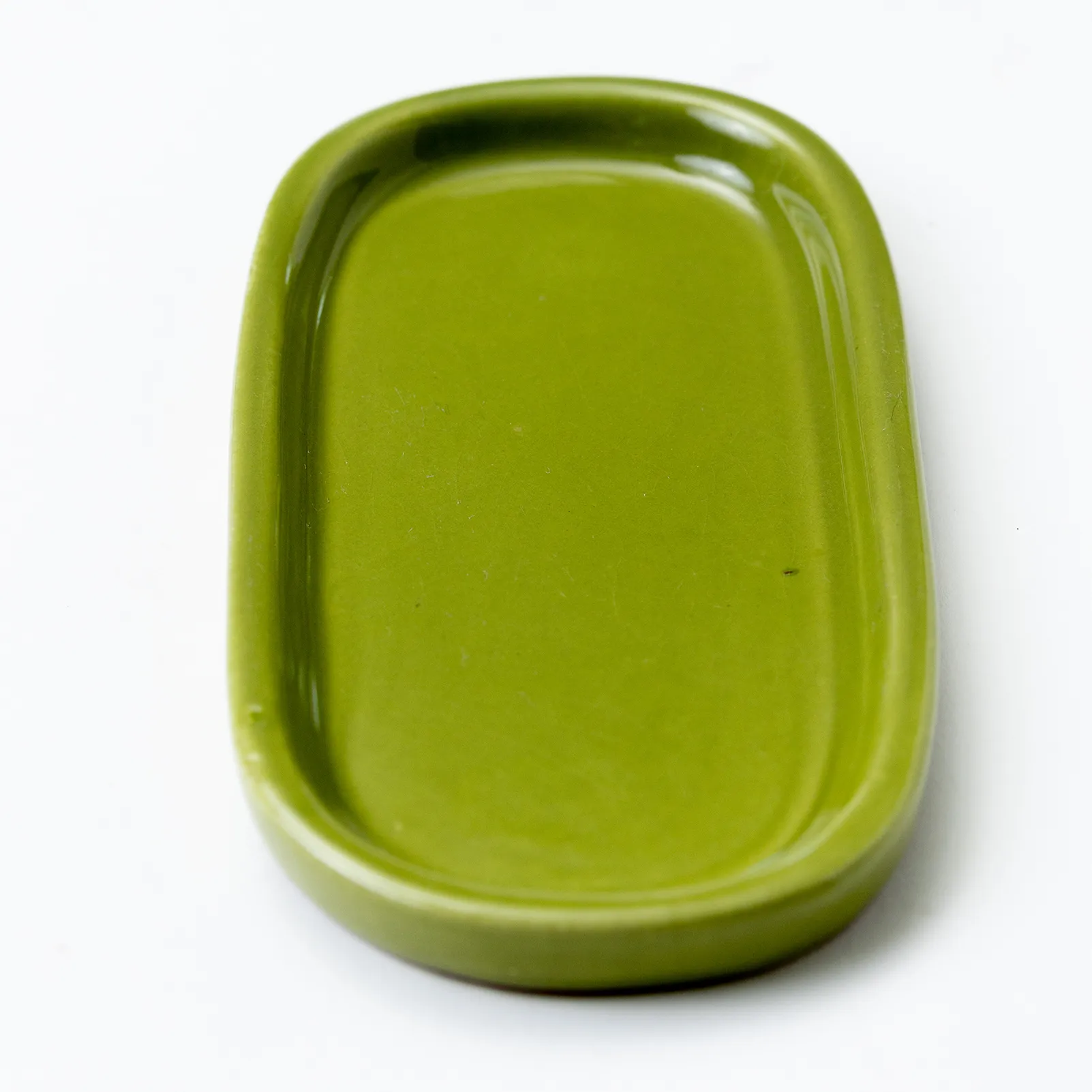 Small Olive Green Ceramic Tray - 6.25" x 3.25"