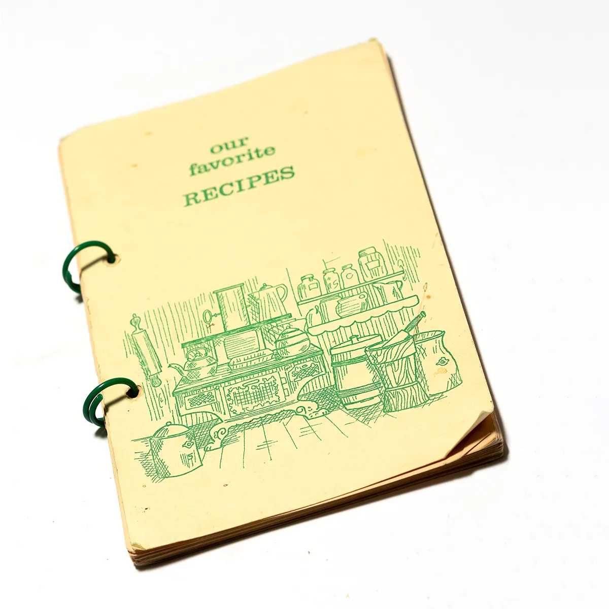 Our Favorite Recipes Off White yellow with Green illustration and text - 8.5" x 5.5"