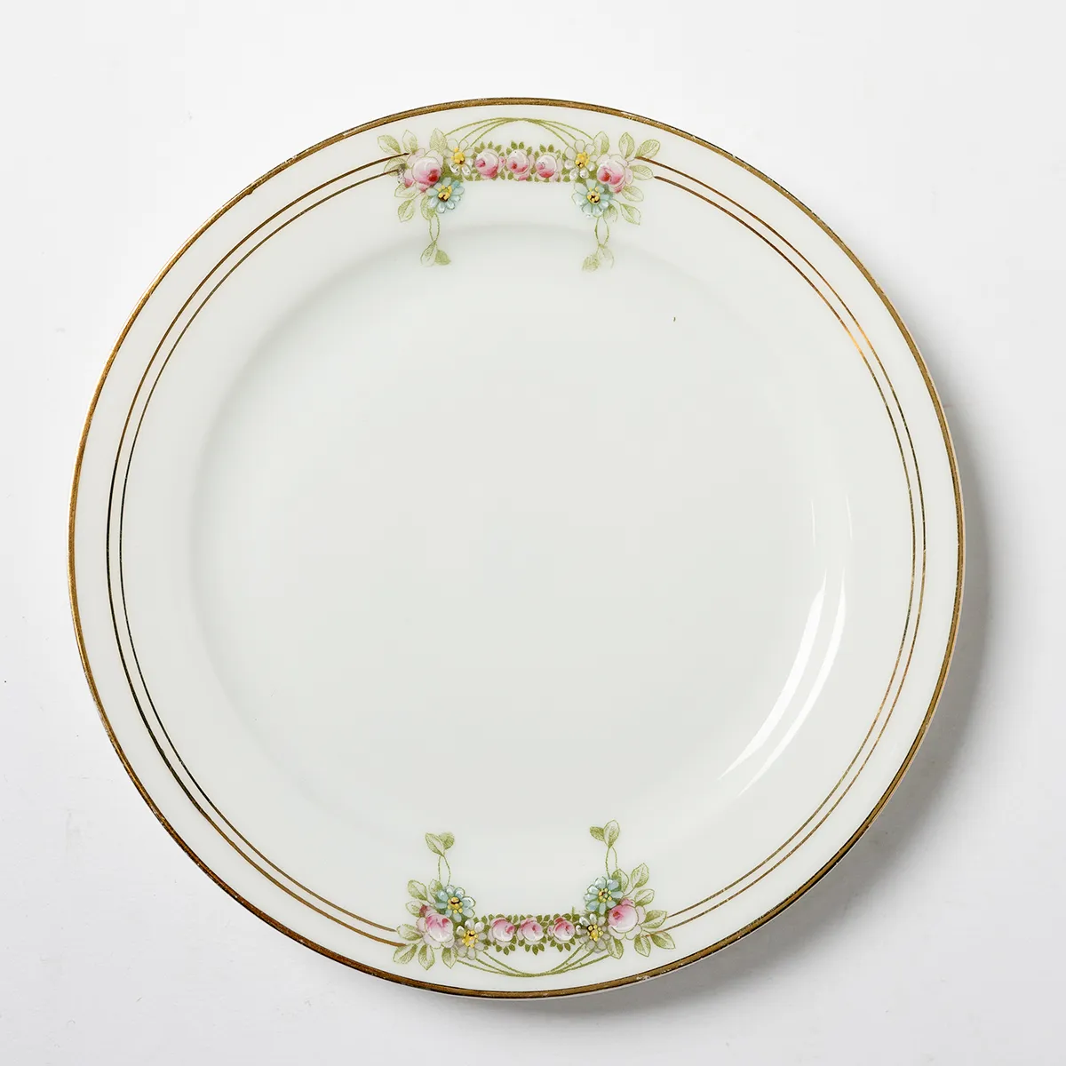 krautheim selb bavaria dessert plate Fine China Simple Pink Flowers Gold Paint around the rim