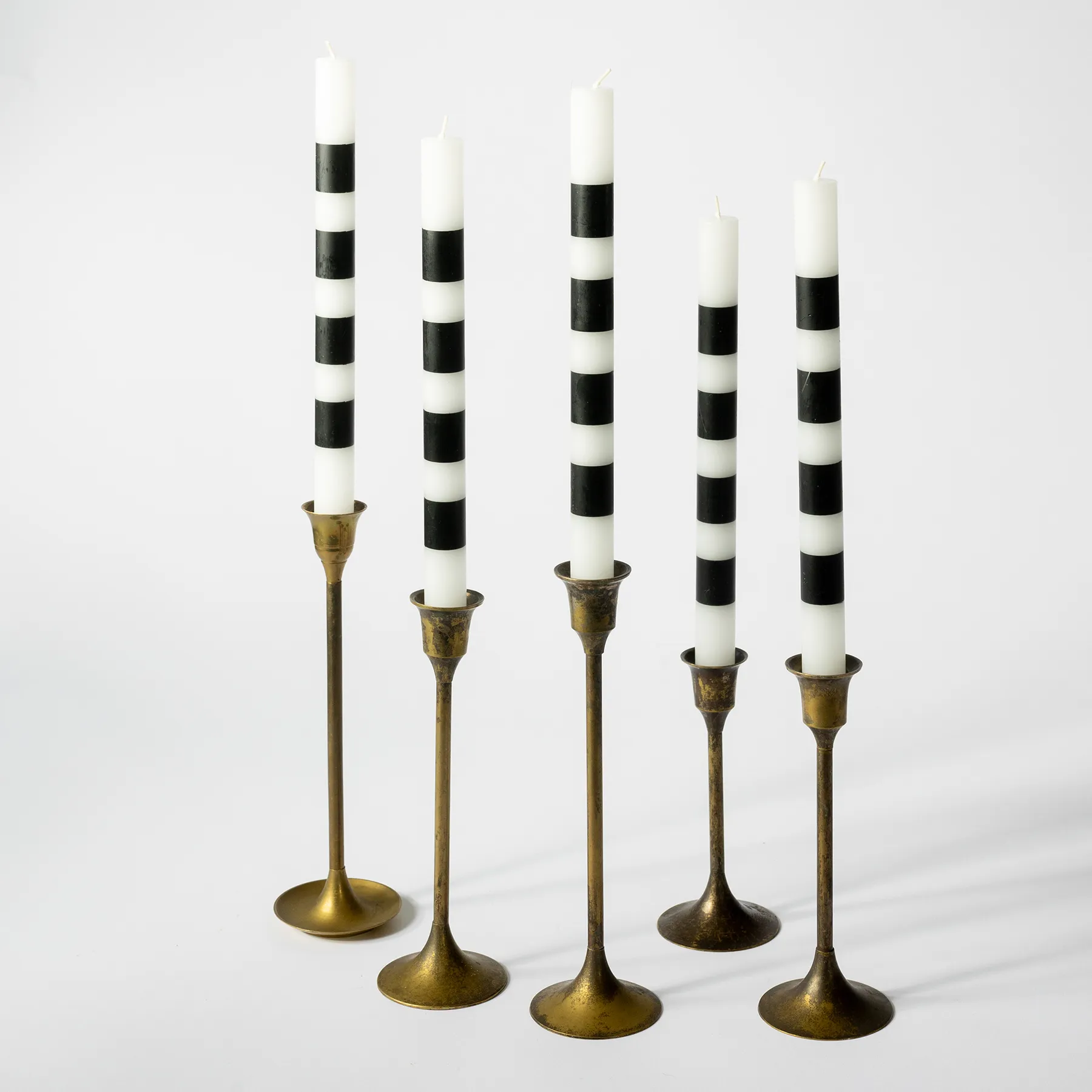 Black and White Striped 10 inch candles