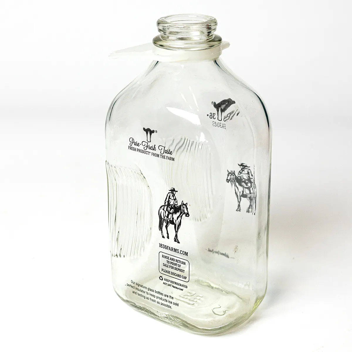 Retro Texas forever 1836 Farms Milk Bottle Decanter 64oz 