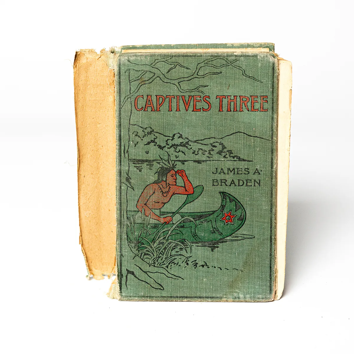 Book: Captive Three by James A. Braden, Well Worn Vintage Blue Cover is coming off the binding