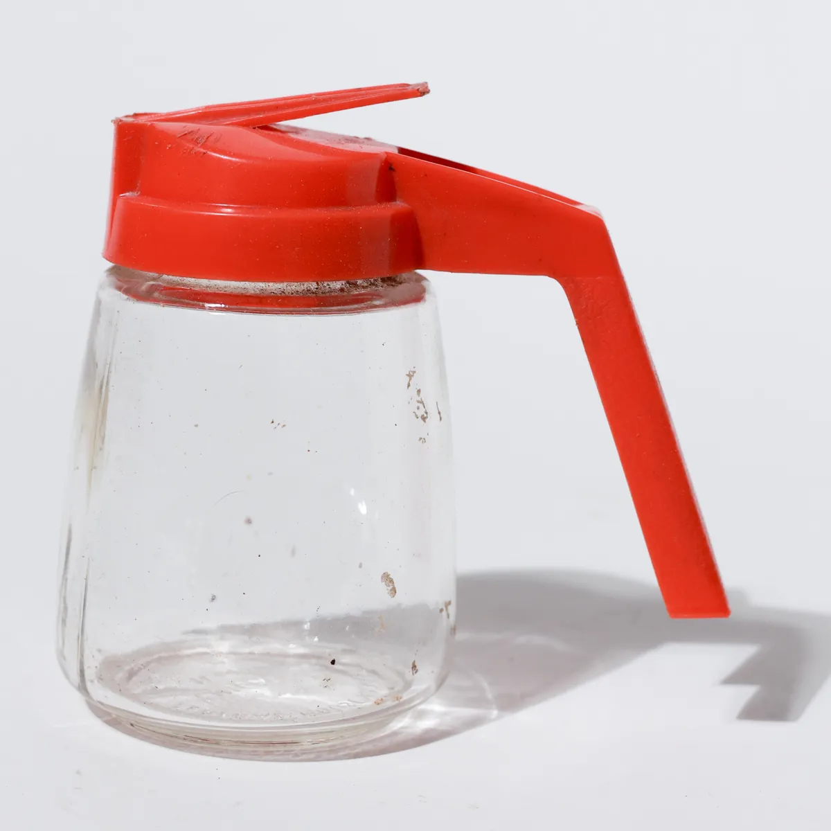 Vintage Glass Diner Syrup Dispenser Red Lid