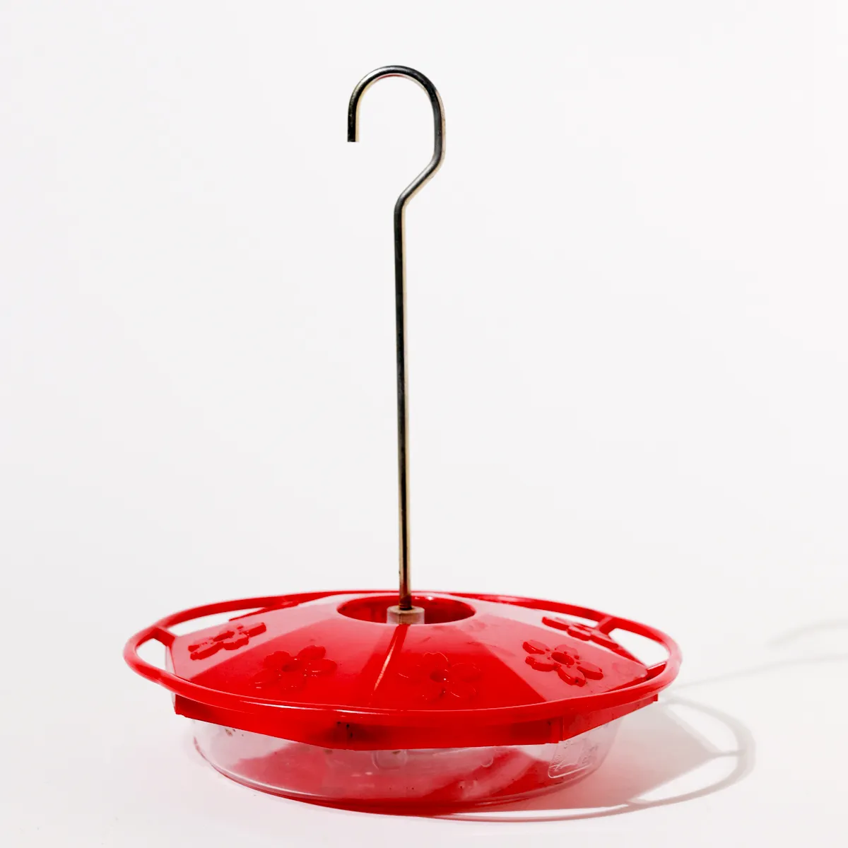 Red Plastic Hummingbird Feeder Floral Hanging Garden