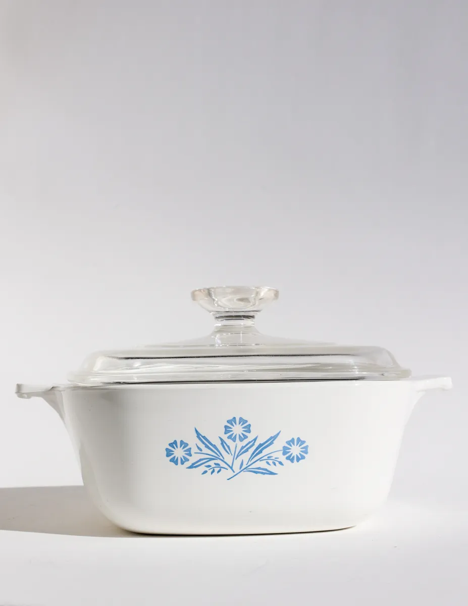 CORNING WARE P-1 Square Dish With Lid, Cornflower Blue Pattern