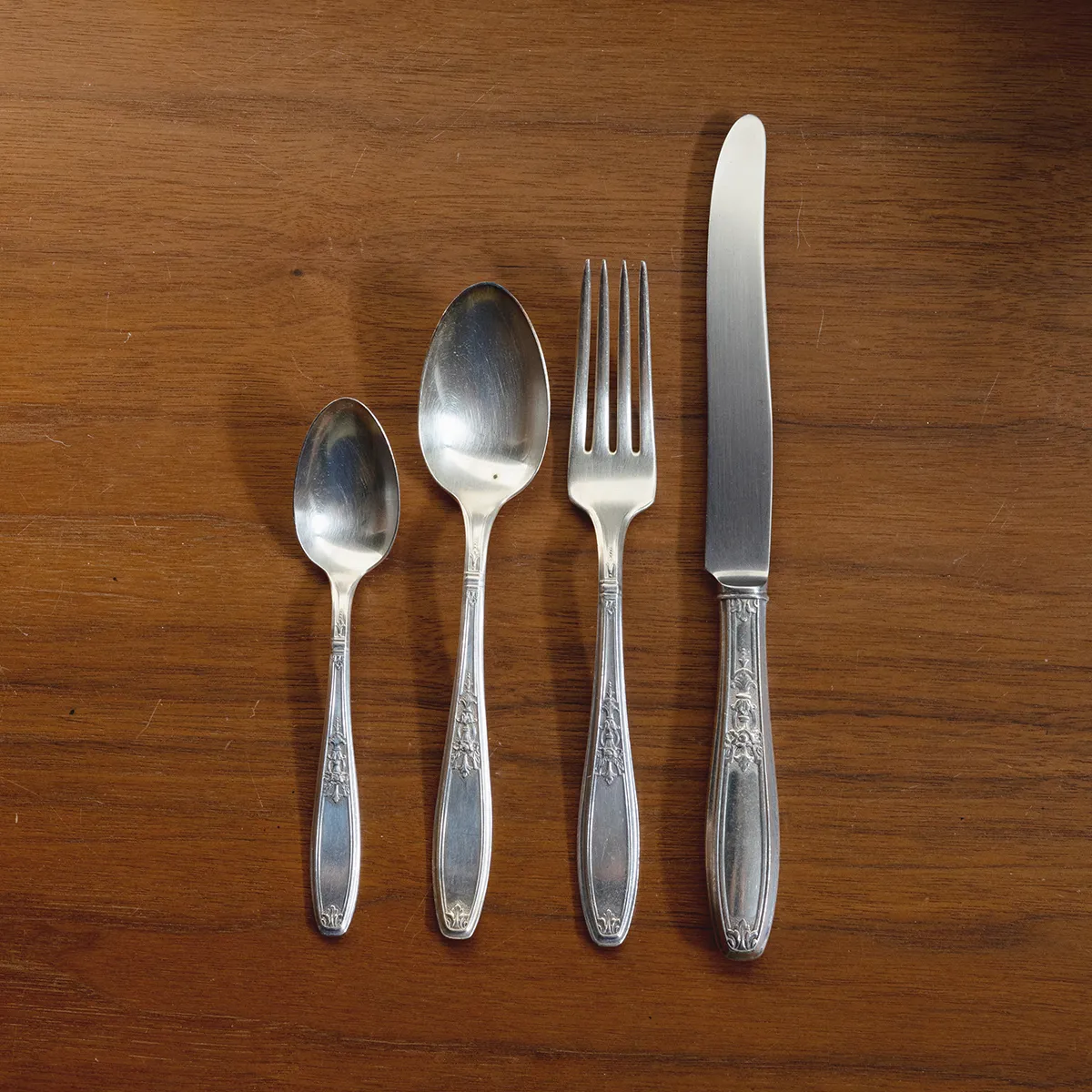 Antique Silver Flatware, 4 piece