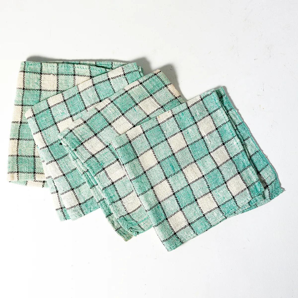 White and Teal Green Blue Checkered Napkin