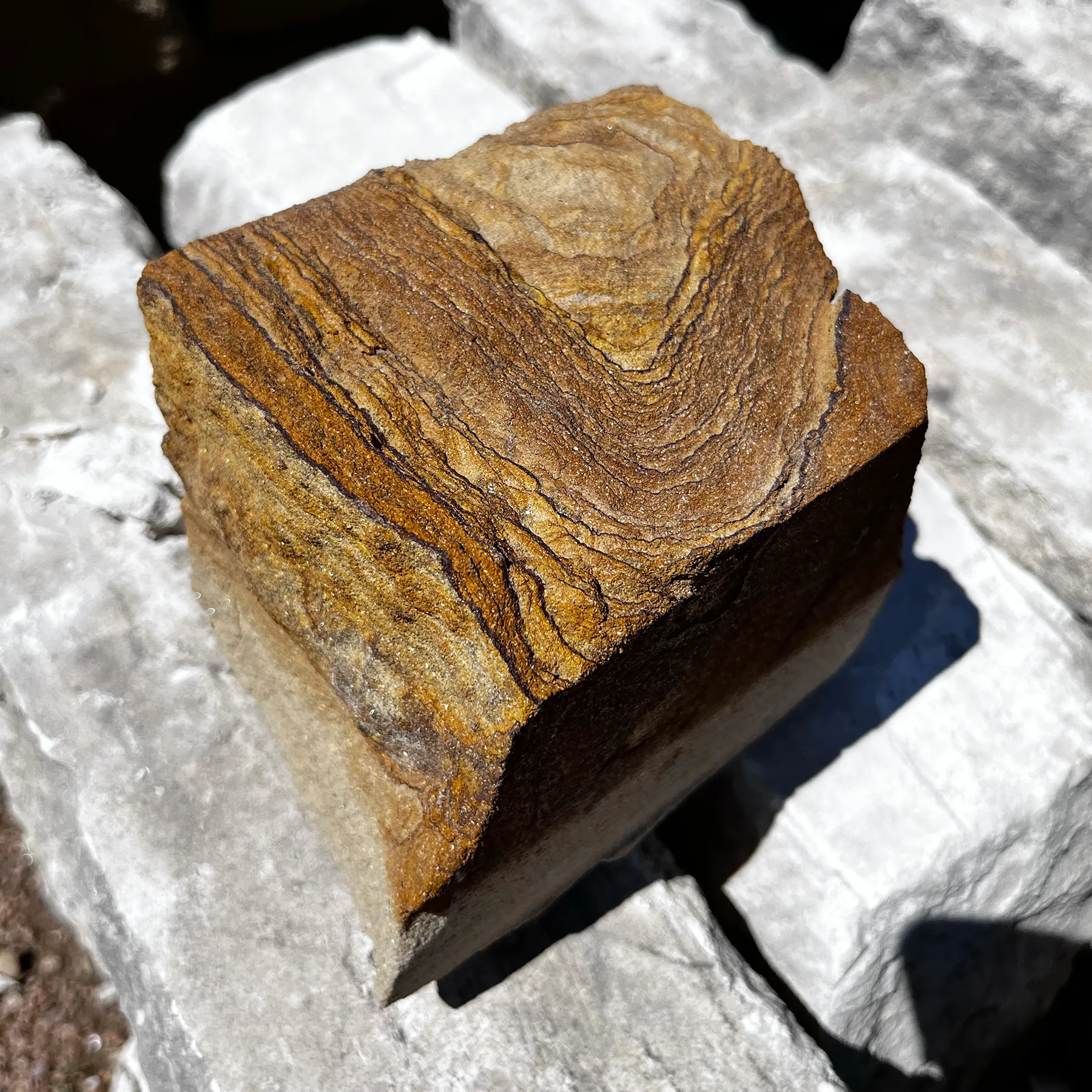 Small Natural Stone Risers, white, gold, brown rough
