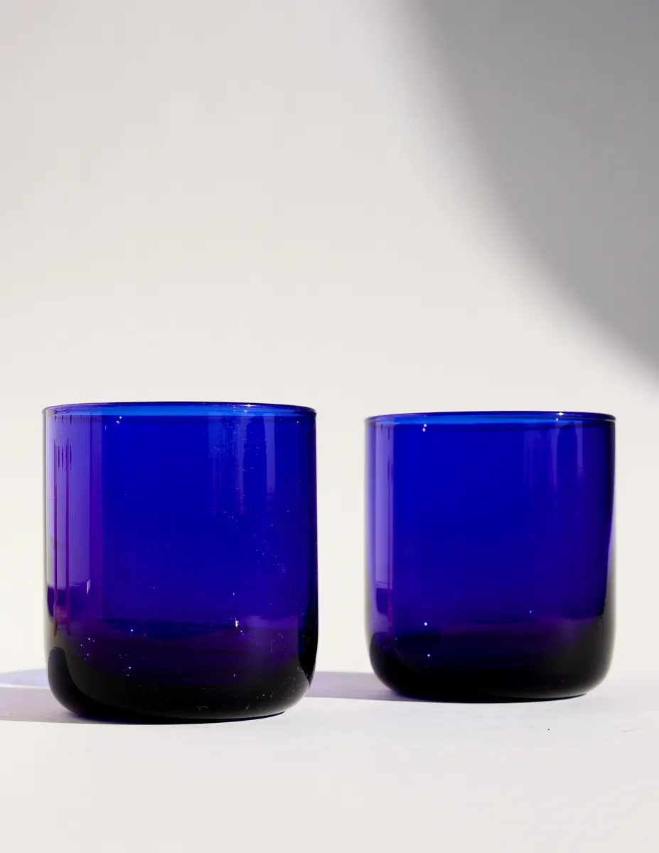 Vintage Libbey Cobalt Blue Low Ball Glass