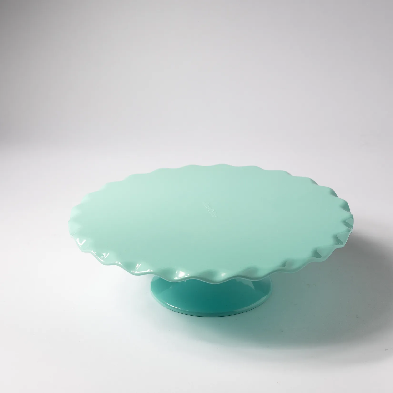 Aqua Scalloped Cake Stand - Plastic  - 10" x 3" 